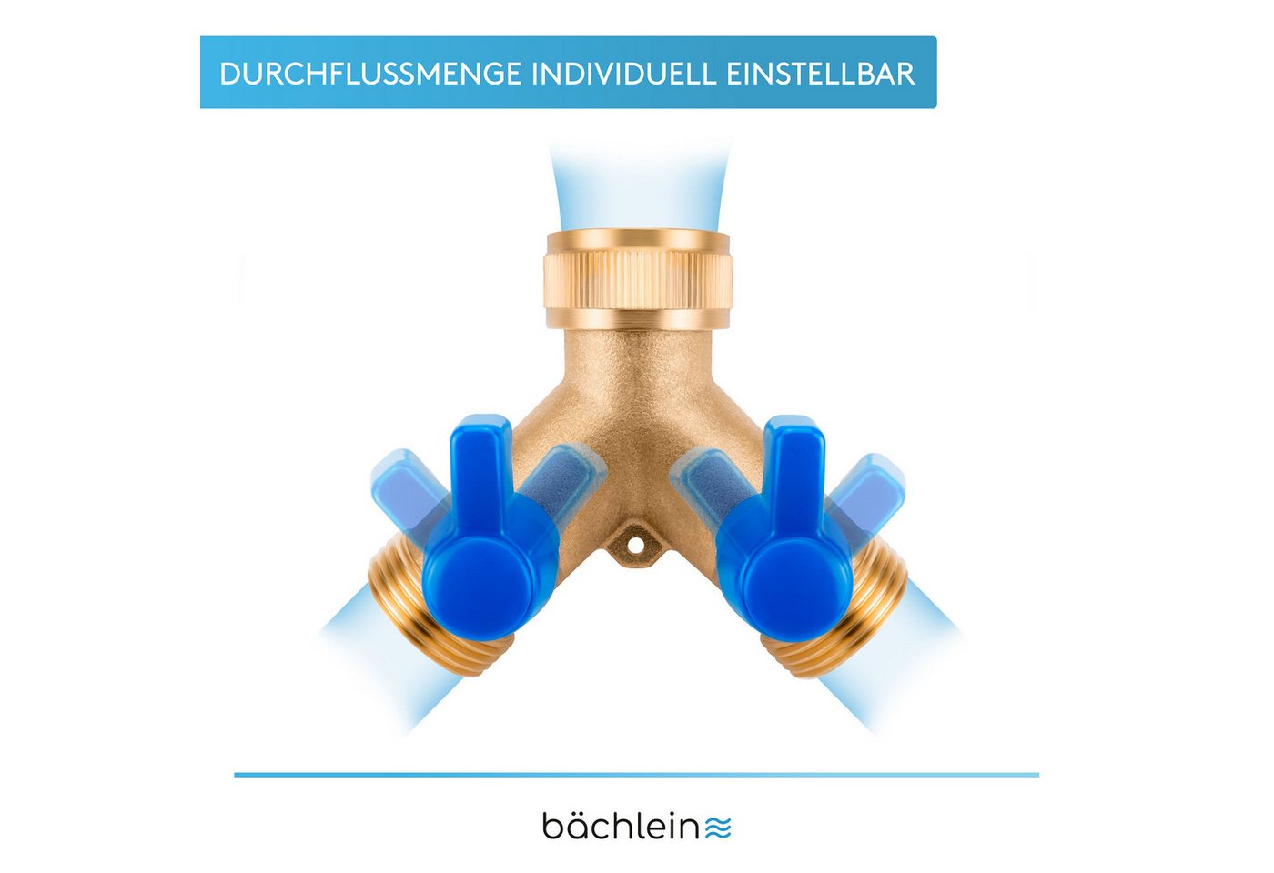 Bächlein 2-Wege-Ventil Hochwertiger Y-Verteiler, (genormtes Gewinde), 360° rotierbarer Wasseranschluss für zwei Geräte mit Absperrhähnen – Bild 2 von 5