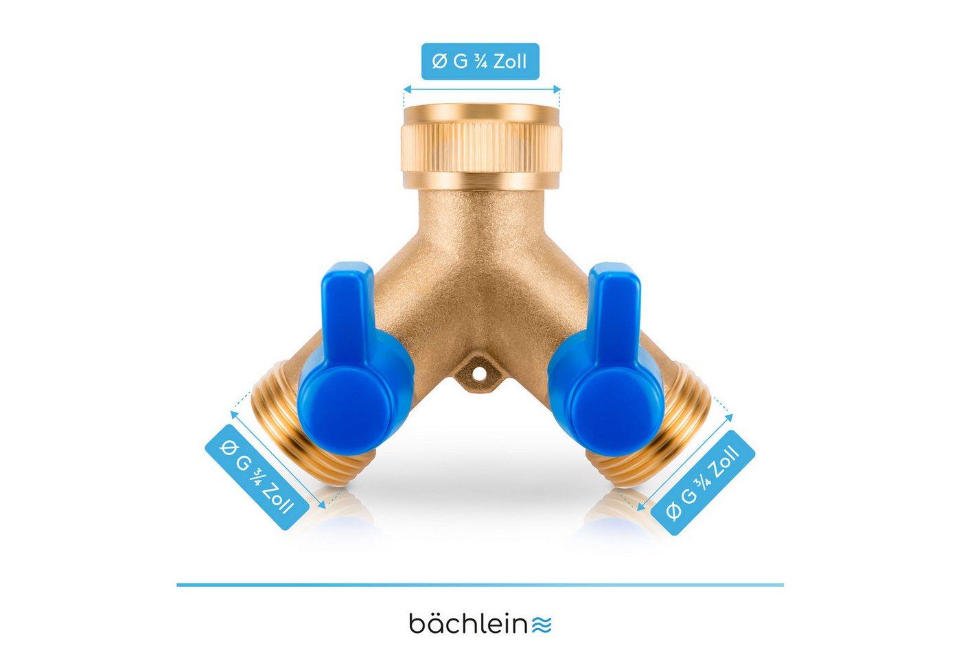 Bächlein 2-Wege-Ventil Hochwertiger Y-Verteiler, (genormtes Gewinde), 360° rotierbarer Wasseranschluss für zwei Geräte mit Absperrhähnen – Bild 4 von 5
