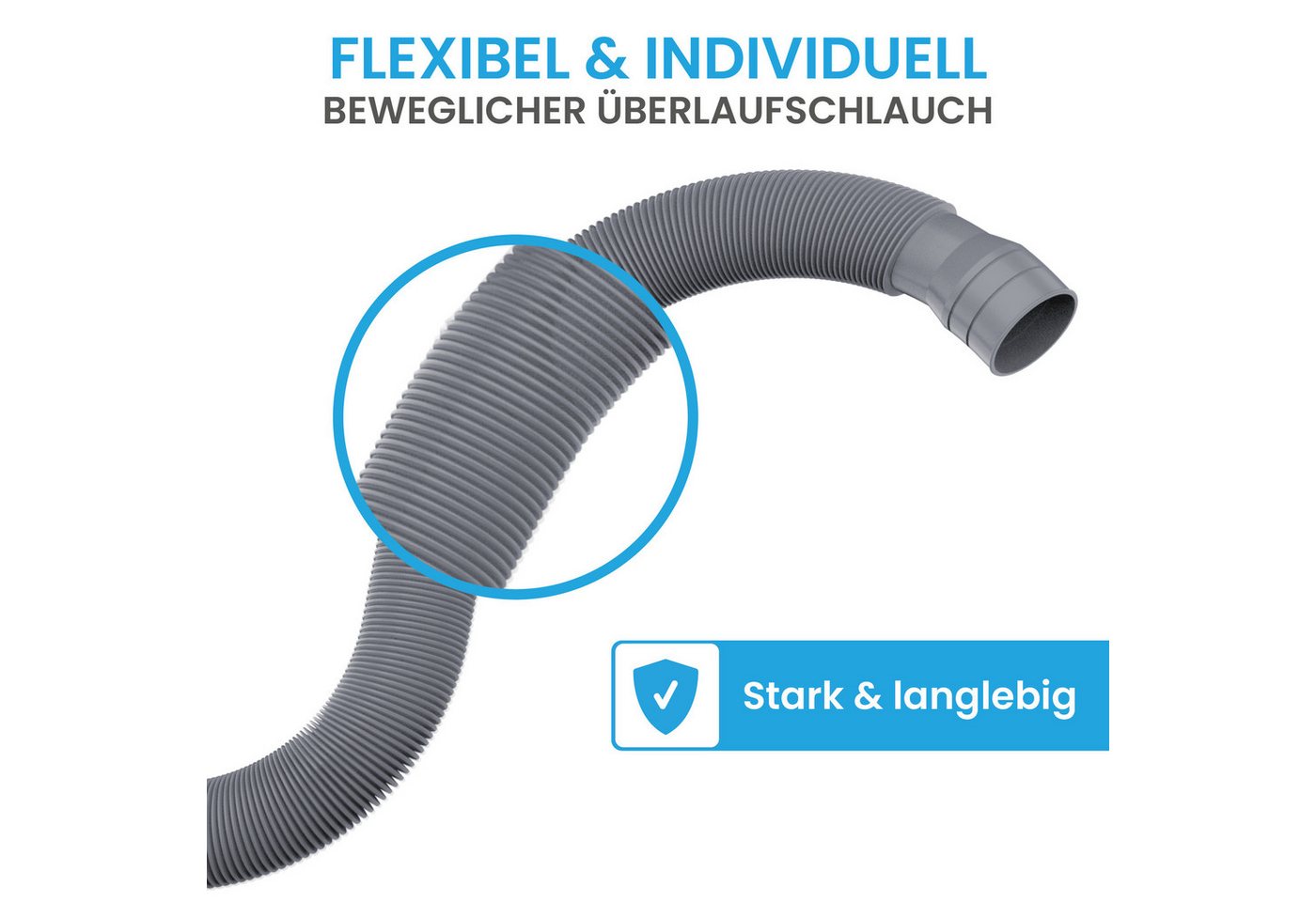 Bächlein Ablaufgarnitur Badewanne Pop-Up - mit Pop Up Funktion und Haarsieb (Set, Komplettset inkl. flexiblem Überlauf, Überlaufblende & Siphon) Pop-Up – Bild 5 von 5