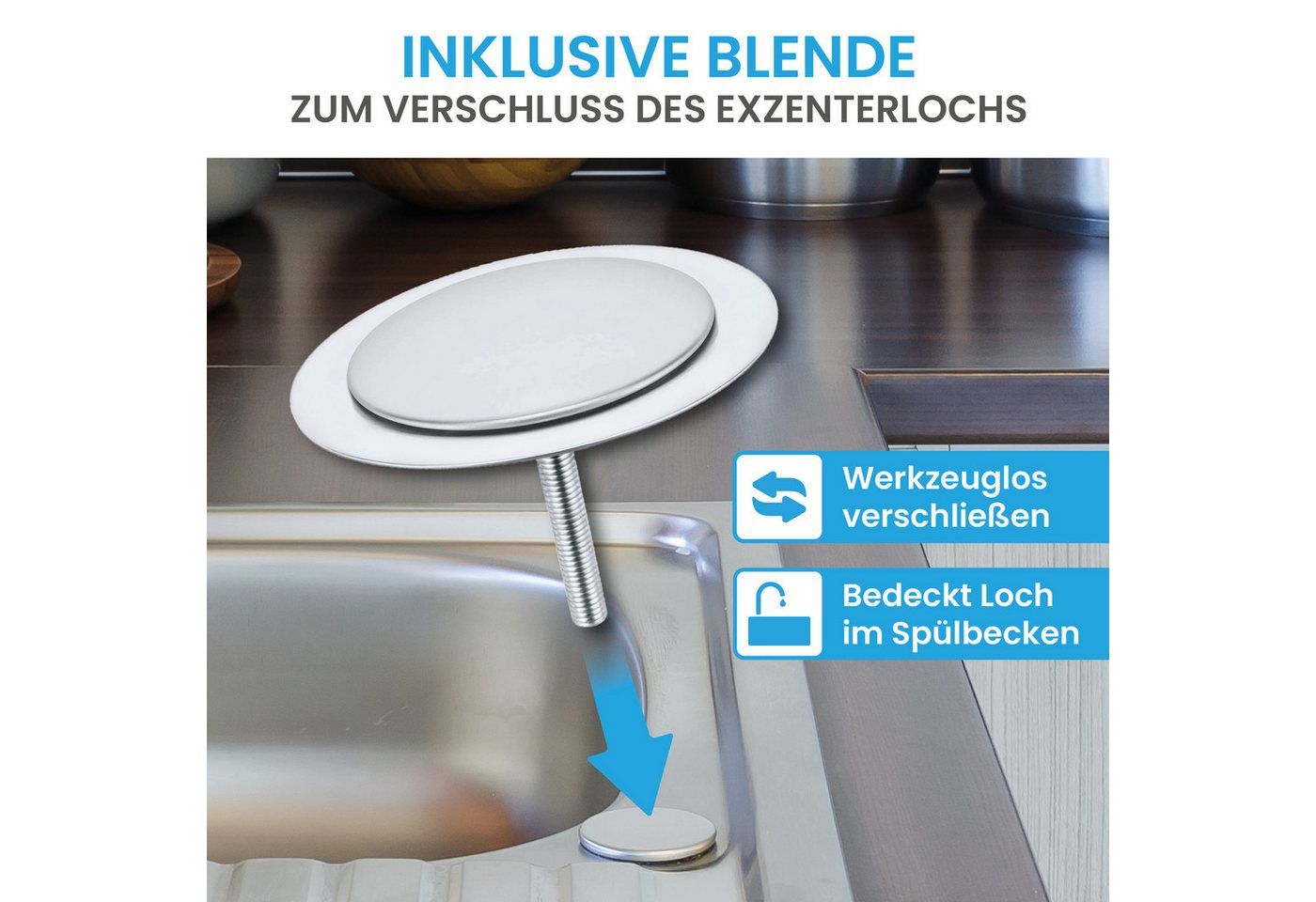 Bächlein Ablaufgarnitur Pop-up Küchenablauf, Ablaufgarnitur für Küchen-Spüle Pop-Up Funktion – Bild 5 von 5