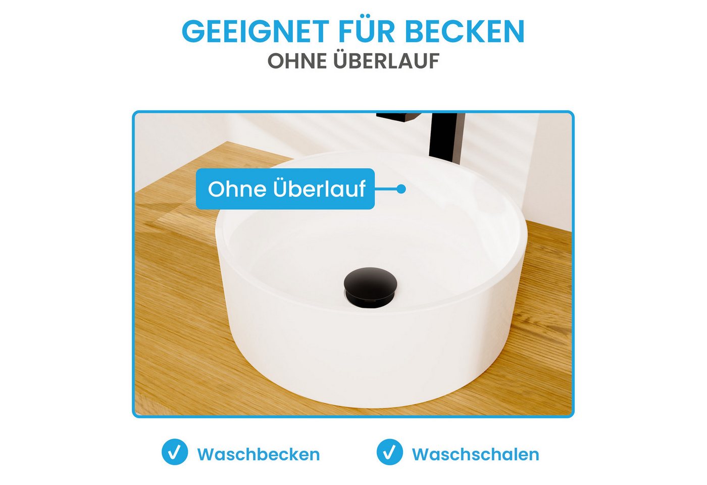 Bächlein Ablaufgarnitur Ablaufgarnitur Waschbeckenabfluss Pop Up - extra lang – Bild 3 von 5