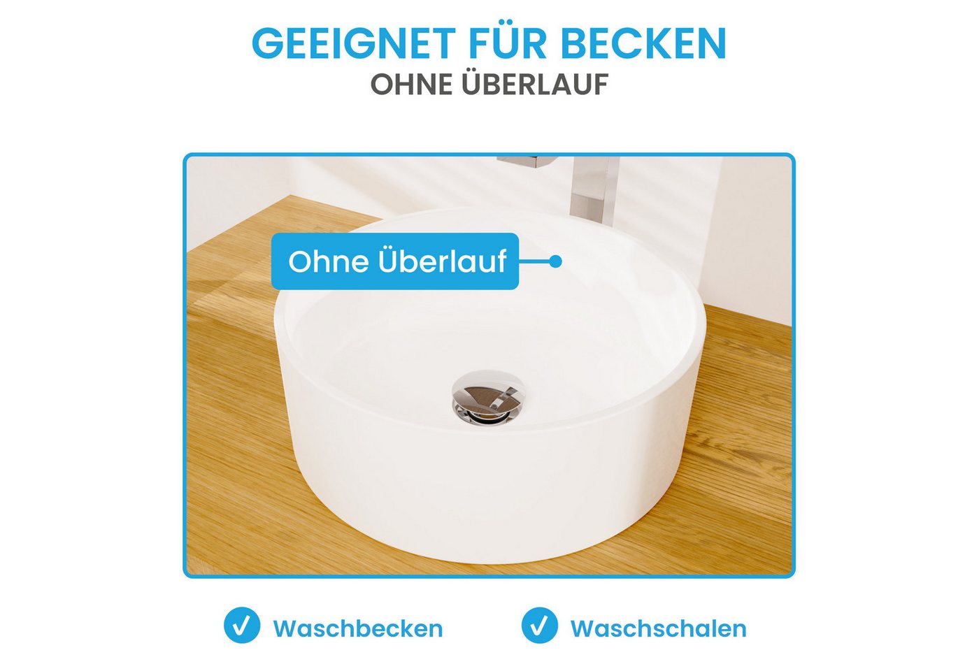 Bächlein Ablaufgarnitur Ablaufgarnitur Waschbeckenabfluss Pop Up - extra lang – Bild 3 von 5