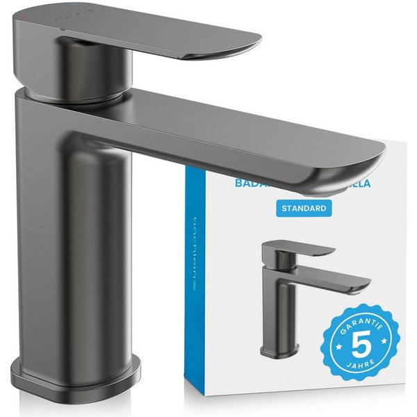 Bächlein Badarmatur Elegante Waschtischarmatur Mizarela (Anthrazit) hochwertiger Wasserhahn im minimalistischen Design