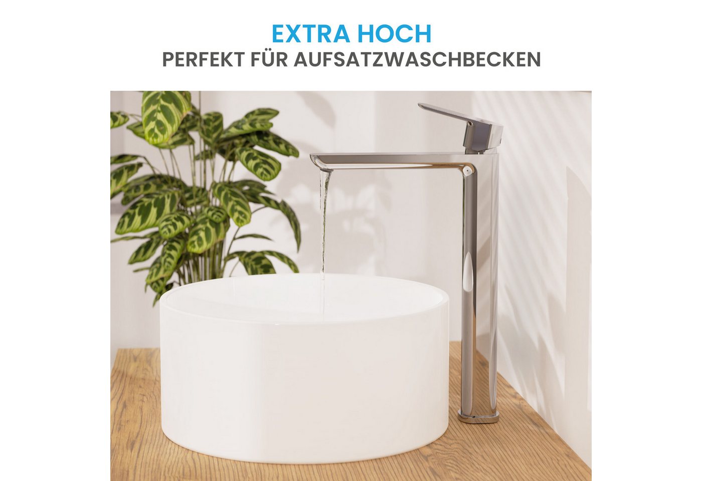 Bächlein Badarmatur Mizarela hoch - klassisches Design - ideal für Aufsatzwaschbecken hochwertiger Wasserhahn im hohen klassischen Design – Bild 4 von 5