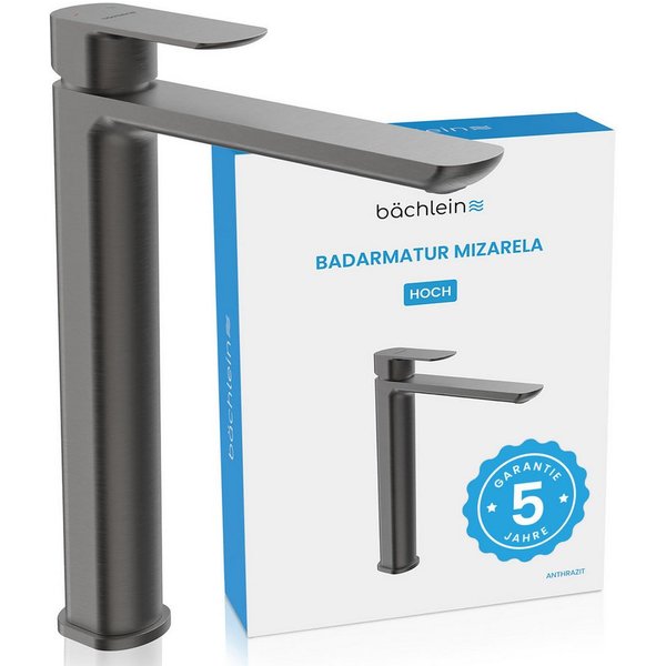Bächlein Badarmatur Mizarela hoch - klassisches Design - ideal für Aufsatzwaschbecken hochwertiger Wasserhahn im hohen klassischen Design