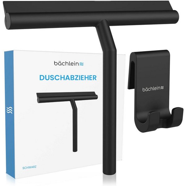 Bächlein Duschabzieher Glasabzieher Silikon - Abzieher Dusche, Haltehaken + Wasserabzieher, 21 cm breit