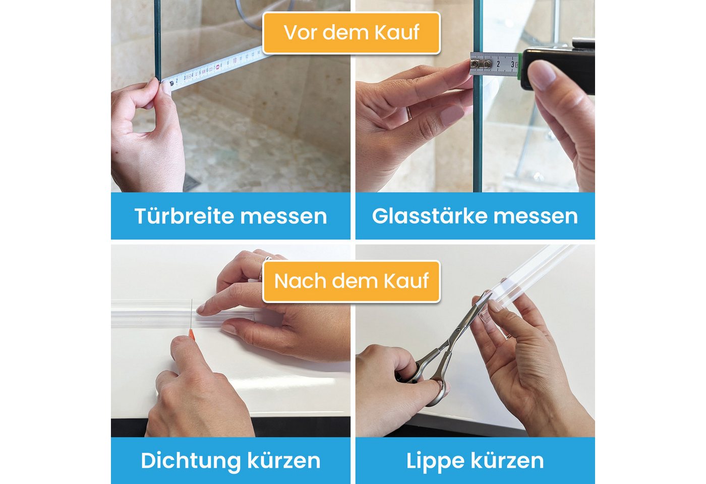 Bächlein Duschdichtung Duschtürdichtung - 6 bis 10 mm Glasstärke, UV- und schimmelbeständig – Bild 3 von 5
