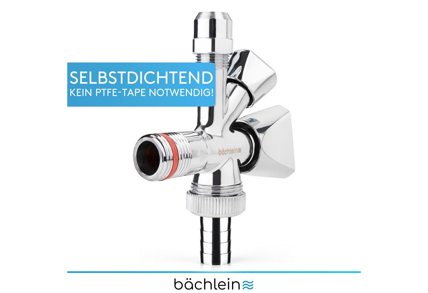Bächlein Geräteventil Kombi-Eckventil - 3 Wege Auslaufventil, Chrom – Bild 2 von 5