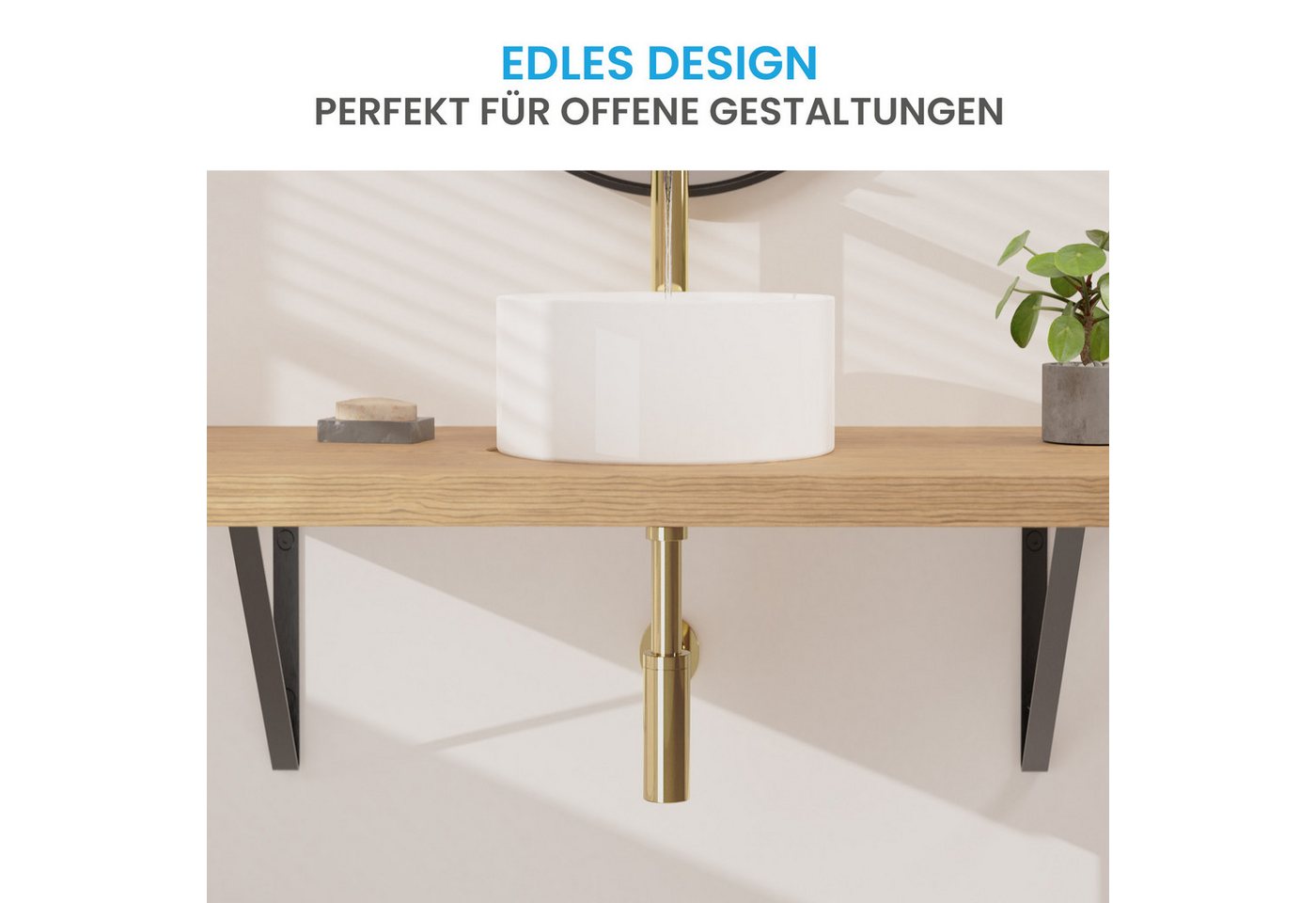 Bächlein Siphon Eleganter Waschbeckenablauf, (Hochwertiger Waschbeckensiphon, Goldfarben), Innovative Reinigungsöffnung, Universell einsetzbar – Bild 2 von 5