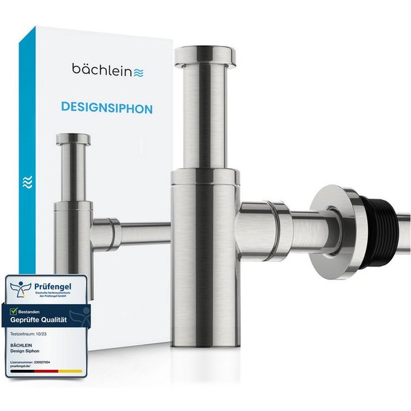 Bächlein Siphon Eleganter Waschbeckenablauf, (Hochwertiger Waschbeckensiphon, gebürsteter Edelstahl), Innovative Reinigungsöffnung, Universell einsetzbar