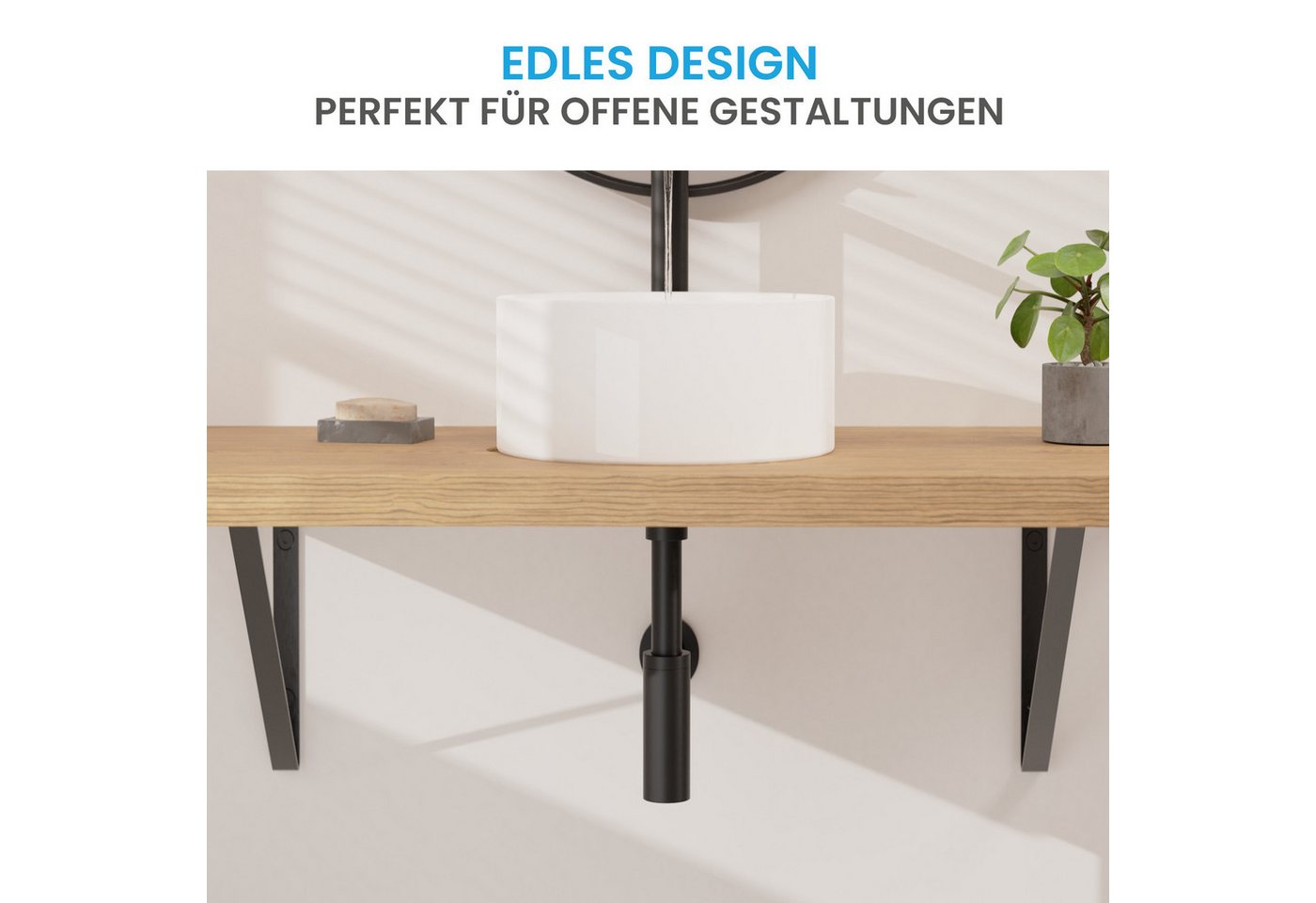 Bächlein Siphon Eleganter Waschbeckenablauf, (Hochwertiger Waschbeckensiphon, Matt Schwarz), Innovative Reinigungsöffnung, Universell einsetzbar – Bild 2 von 5