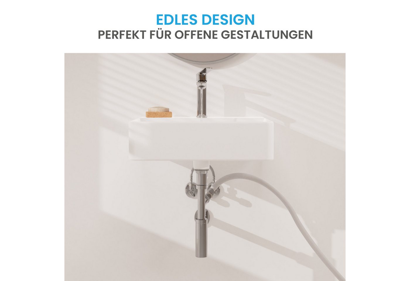 Bächlein Siphon Eleganter Waschbeckenablauf, (Hochwertiger Waschbeckensiphon, Chromfarben), Innovative Reinigungsöffnung, Universell einsetzbar – Bild 2 von 5