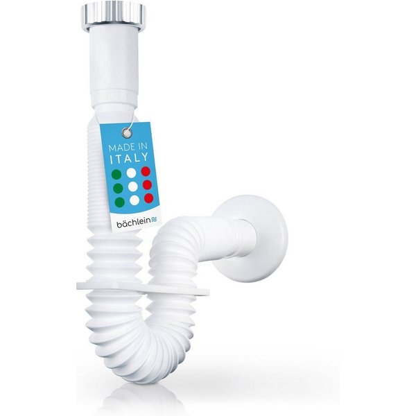Bächlein Siphon Flexibler Ablaufschlauch Badezimmer, ausziehbar von 320-800mm mit Befestigungsclip