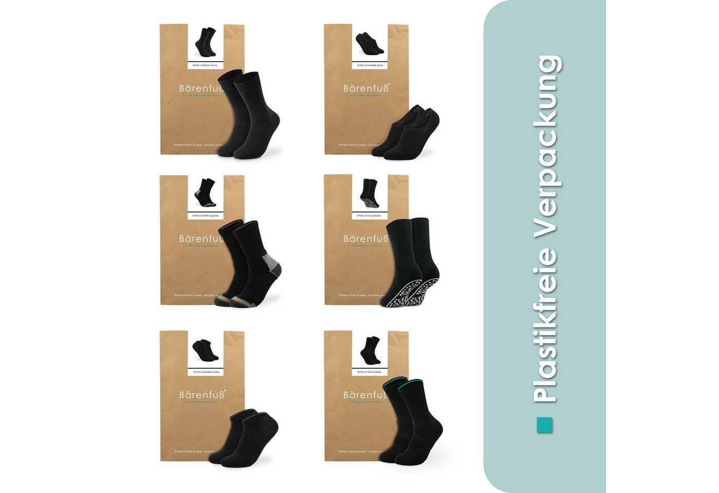 Bärenfuß Füßlinge 8 Paar Invisible Socks Sneaker unsichtbare Socken Damen & Herren keine Naht spürbar, feine Webung, fusselfrei, nicht einlaufend – Bild 5 von 5