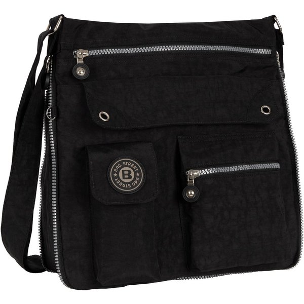 BAG STREET Umhängetasche Damentasche Umhängetasche Handtasche Schultertasche Schwarz Schwarz, als Schultertasche, Umhängetasche tragbar