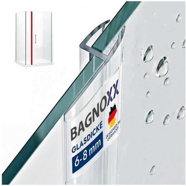Bagnoxx Duschdichtung, L: 200 cm, (Duschdichtung Spaltdichtung, Türdichtung 200cm -, 1-St), für Glas Duschtür, Weichlippe mit leichter Wölbung, Duschlippe aus P