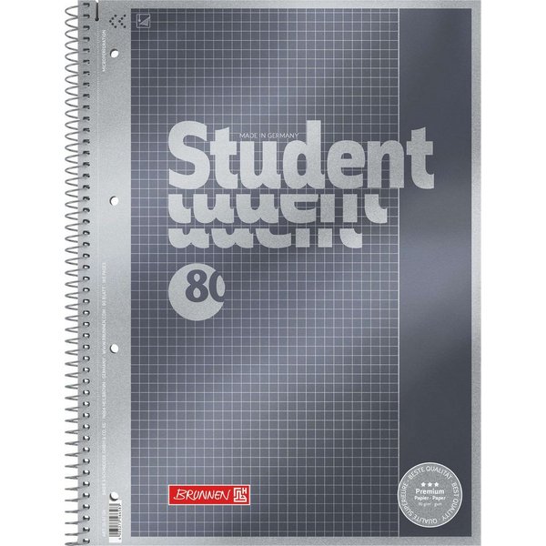 Baier & Schneider Collegeblock Collegeblock Premium Student A4 80 Blatt kariert anthrazit