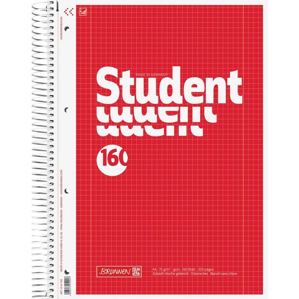 Baier & Schneider Collegeblock Collegeblock Student A4 160 Blatt kariert rot