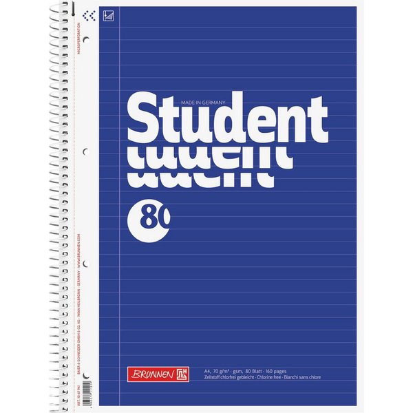 Baier & Schneider Collegeblock Collegeblock Student A4 liniert 80 Blatt blau