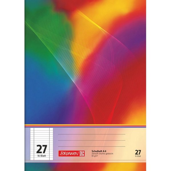 Baier & Schneider Schulheft Schulheft A4 liniert Lineatur 27 16 Blatt mehrfarbig, liniert mit Randlinie innen und außen
