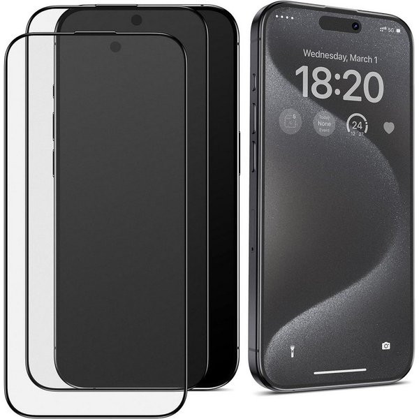 Baker Displayschutzglas Panzerglas 2 Stück Schutzglas Vollabdeckung für iPhone 15, iPhone 15 Plus, iPhone 15 Pro, iPhone 15 Pro Max, iPhone 16, iPhone 16 Plus,