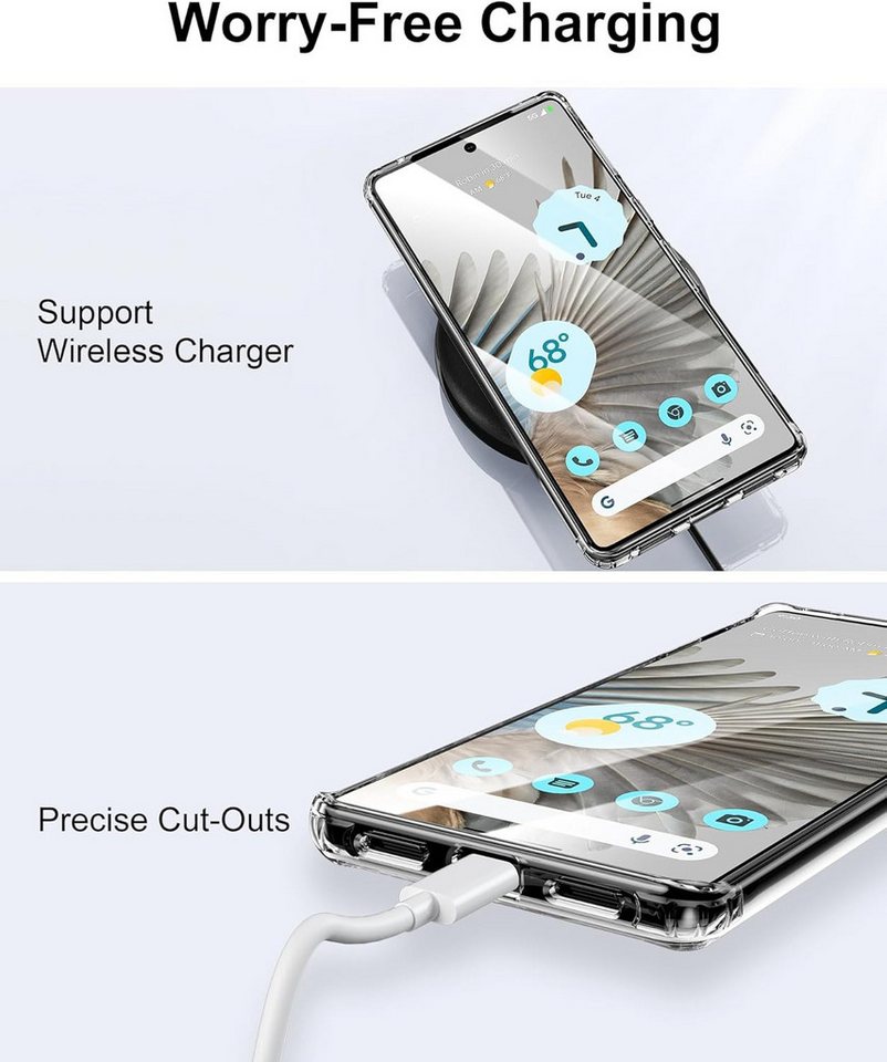 Baker Handyhülle Google Pixel 6 6a 6 Pro 7 7a 7 Pro 8 8a 8 Pro 9 9a 9 Pro 10 10 Pro, Transparent Schutzhülle Silikon mit Stoßfest Schutzecken – Bild 5 von 5