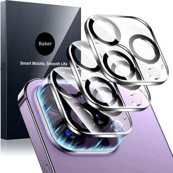 Baker Schutzfolie 3x Kameraschutz Panzer Folie iPhone 17 16 15 14 13 12 Pro Max Plus Air, (3 Pack), Mini, Abdeckung Glas Folie Kamera, Panzerfolie Schutzglas, U