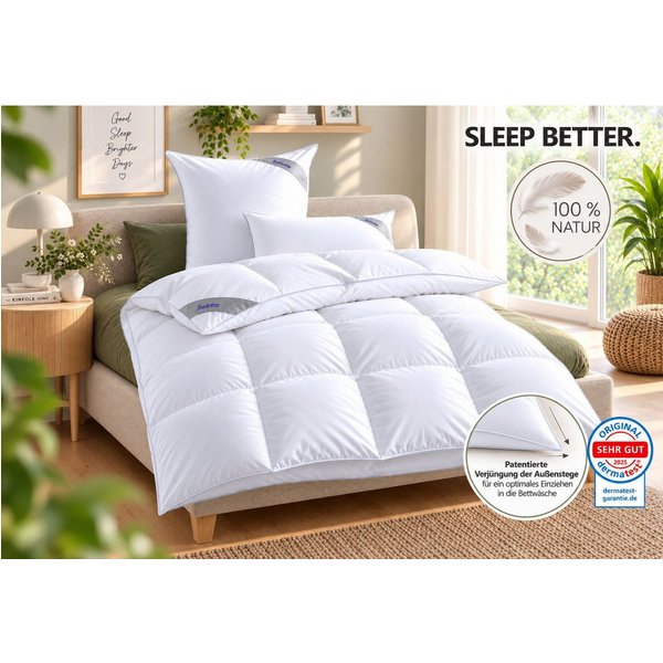Balette Federbettdecke Lena, Bettdecken für Sommer & Winter, Ganzjahresdecke, Füllung: 100% Federn, Bezug: 100% Baumwolle, Bettdecke 135x200 cm, 155x220 cm & we