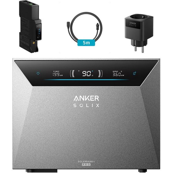 Anker Balkonkraftwerk Anker SOLIX Solarbank 4 E5000 Pro, 2500 W, LiFePO4, (Solarbank 4 E5000 Pro), mit smart meter gen2