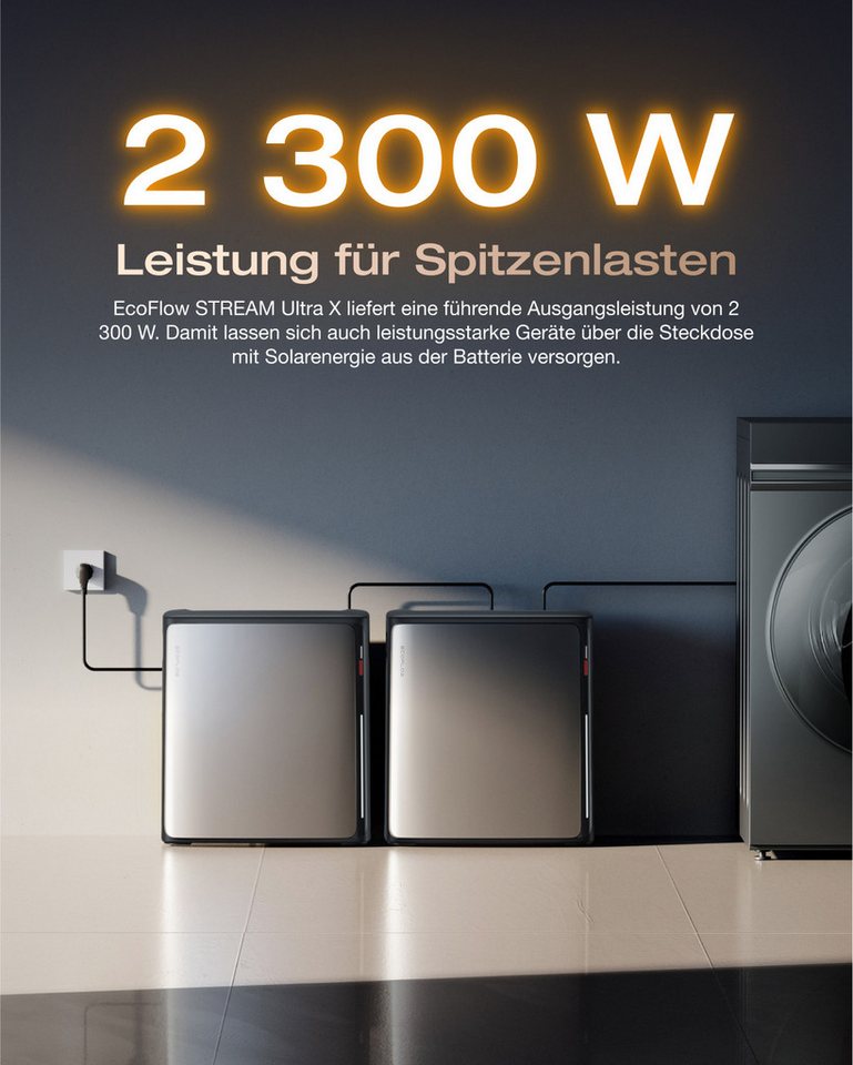 Ecoflow Balkonkraftwerk EcoFlow STREAM Ultra X 3,84 kWh Balkonkraftwerk mit Batteriespeicher, (2 800 W Solareingang (4 MPPT), 1 200 W Dual AC-Anschlüsse, Plug & – Bild 2 von 5