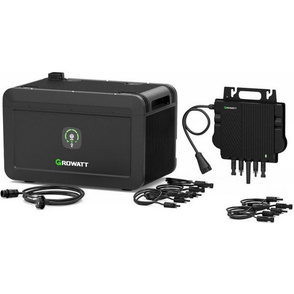 Growatt Balkonkraftwerk Growatt NOAH 2000 Speicher, 2048Wh mit 1800W PV-Eingangsleistung, (Niedrigtemperaturschutz), Fernüberwachung und -steuerung über App