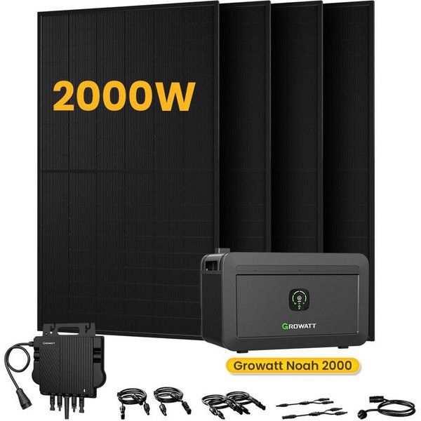Growatt Balkonkraftwerk Growatt NOAH 2000 Speicher, 2048Wh mit 1800W PV-Eingangsleistung, (Niedrigtemperaturschutz), Fernüberwachung und -steuerung über App