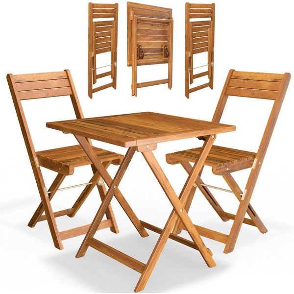 Casaria Balkonset Casaria, (3-tlg), 2 Personen Wetterfest Akazie 3-Tlg Vormontiert Klappbar Balkon