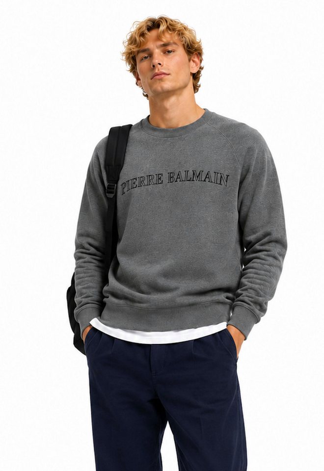 Balmain Paris Sweatshirt Pierre Balmain Pullover Sweater Relaxed Comfort Fit Gerippten Kragen mit elastischen Bündchen – Bild 4 von 5