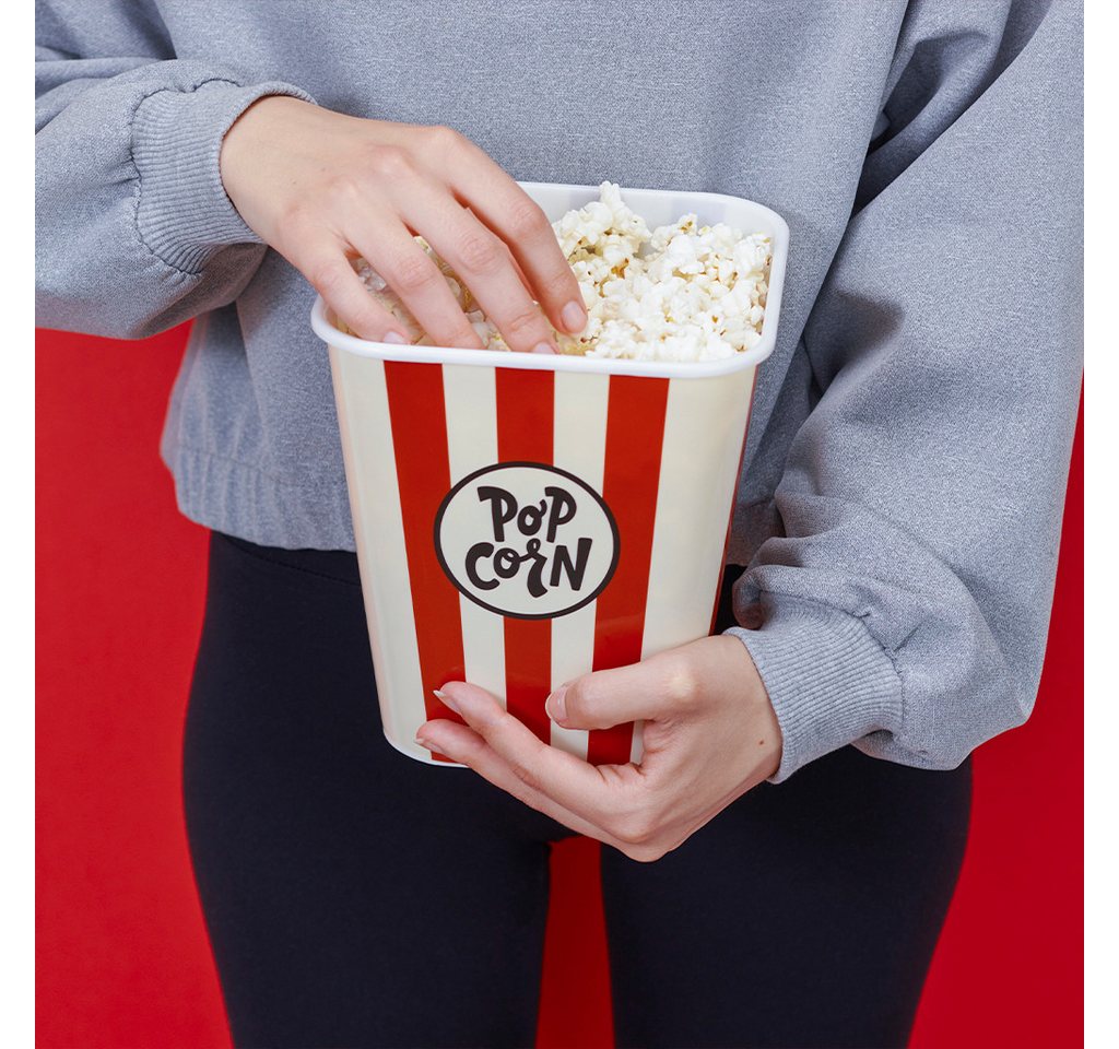 Balvi Snackschale Popcorn-Schale Retro rot, Snack-Behälter 3 Liter Fassungsvermögen, PP Kunststoff, für Streming-, Filme- und Fernsehabende – Bild 4 von 5