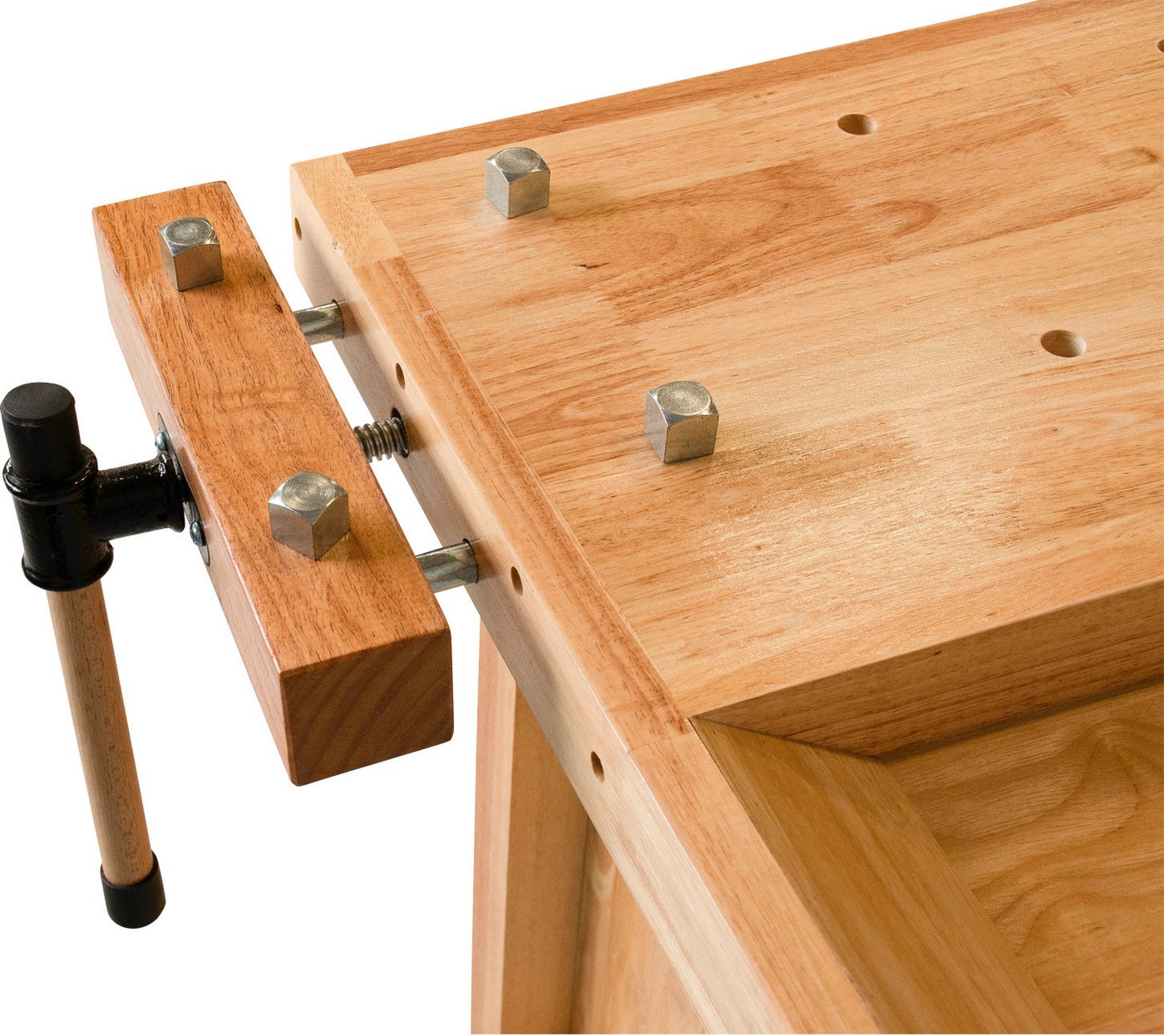 BAMATO Hobelbank WORK-1380, (1-tlg), 2x Spannzangen, 8x Bankhaken, Massivholz Hobelbank, Holzwerkbank – Bild 3 von 5