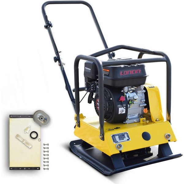 BAMATO Rüttelplatte R-100, max. 4200 vpm, 3-tlg., inklusive Gummimatte und Fahrwerk