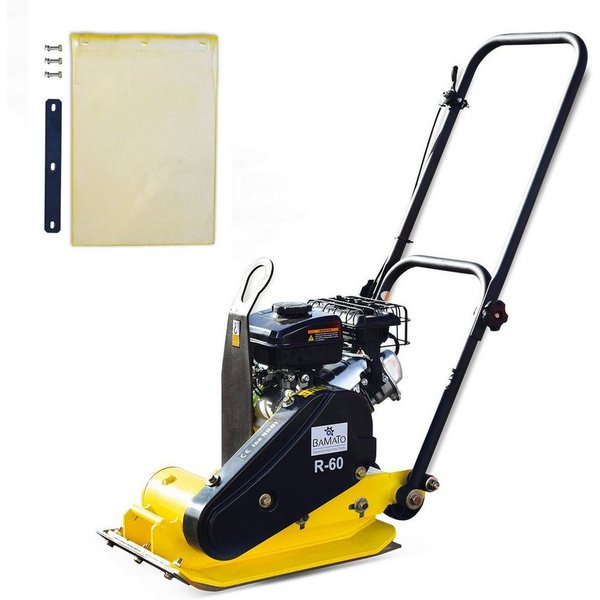 BAMATO Rüttelplatte R-60, max. 5140 vpm, 2-tlg., inklusive Gummimatte und Fahrwerk