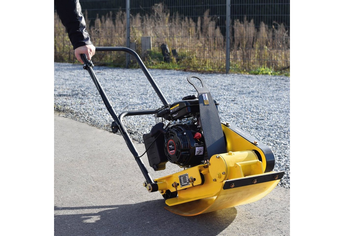 BAMATO Rüttelplatte R-60, max. 5140 vpm, 2-tlg., inklusive Gummimatte und Fahrwerk – Bild 2 von 5