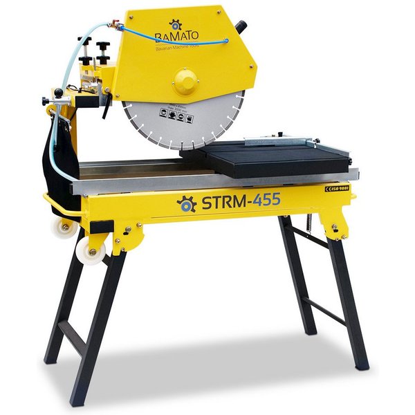 BAMATO Steintrenner STRM-455 Steintrennmaschine 2,2 kW 450mm Diamanttrennscheibe 230V, 45° schwenkbar, 150mm Schnitthöhe, Steinsäge, Kühlung, Fahrwerk