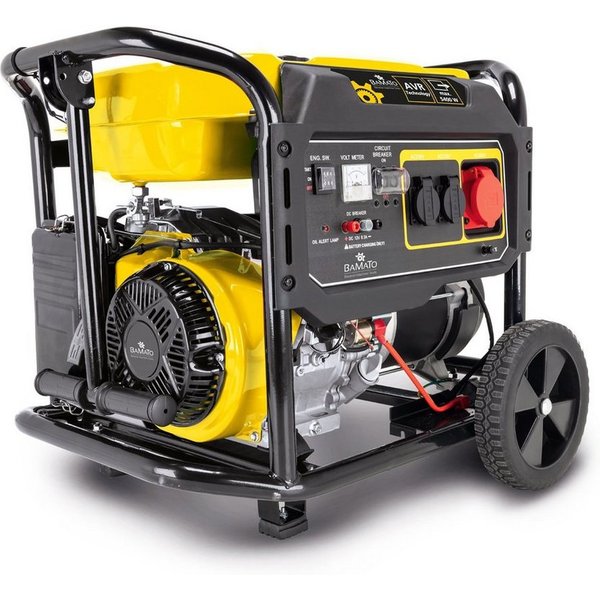 BAMATO Stromerzeuger BGE-5400, 5,4 in kW, (1-tlg), AVR Stromgenerator, Fahrwerk, Transportgriff, Kupferwicklung E-Start