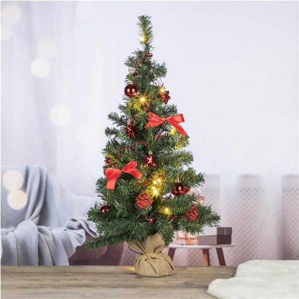 Bambelaa! Künstlicher Weihnachtsbaum Künstlicher Weihnachtsbaum 75cm Mit Christbaumschmuck LED Beleuchtung