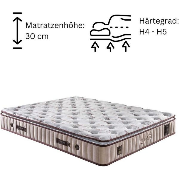 Taschenfederkernmatratze 8 Schichten mit Topper Matratze 90x200 - 180x200 Thermic Prime, Bambi, 30 cm hoch