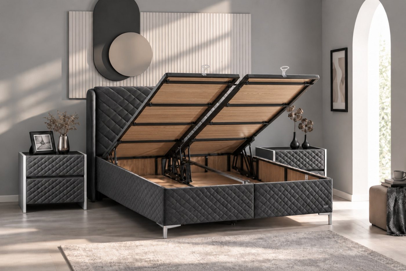 BAMBI YATAK Boxspringbett mit Bettkasten, Bambi Thermo Control, Bett mit Matratze & Stauraum H3 (140x200 cm, Boxbett), Taschenfederkern, Matratzenhöhe: 29 cm, O – Bild 3 von 5