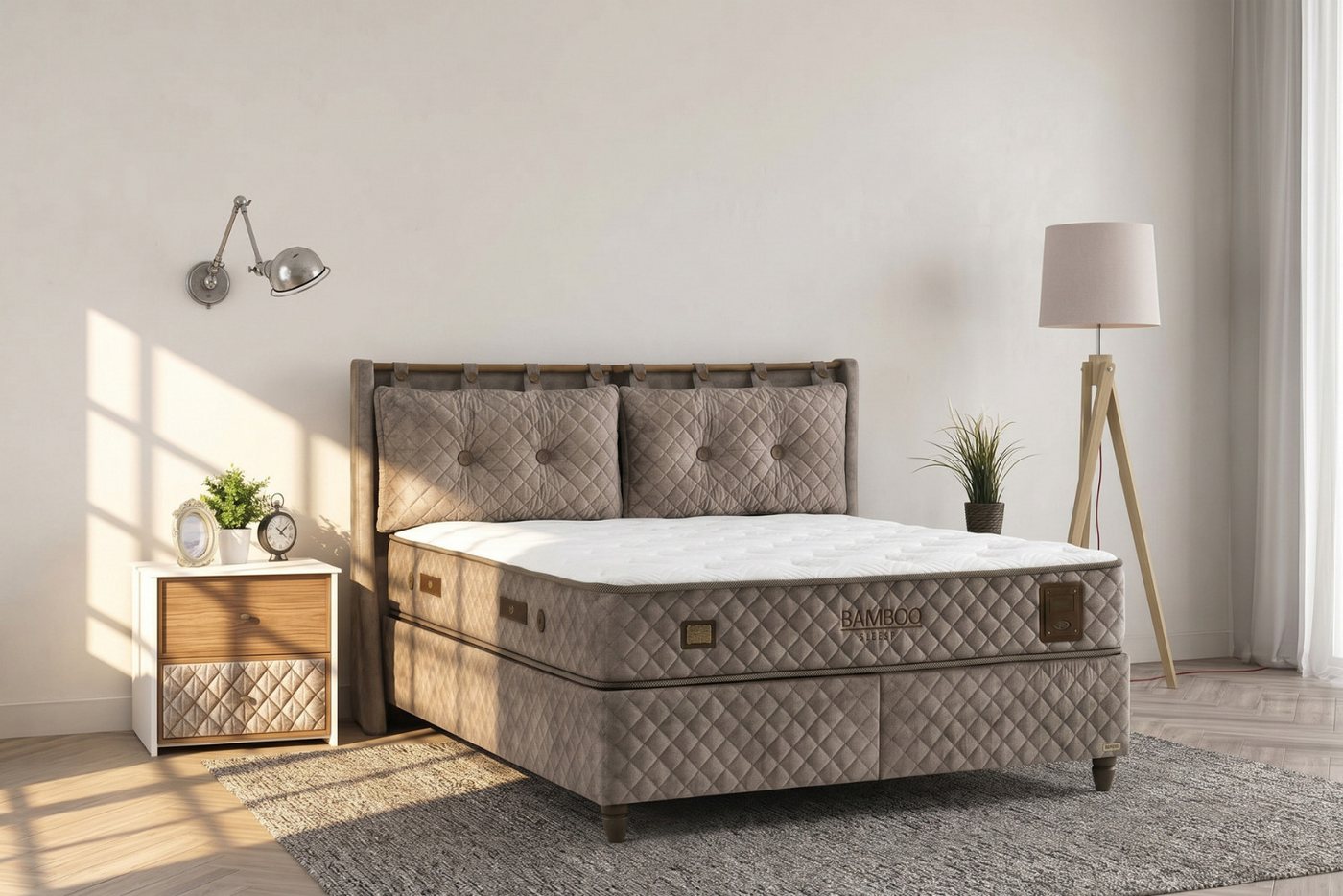 BAMBI YATAK Boxspringbett mit Bettkasten, Bambi Bamboo Sleep, Schlafzimmerbett, Nachttisch (140x200 cm, Stauraum, Bett mit Matratze, 1 x Matratze, 2 x Bettkaste – Bild 2 von 5
