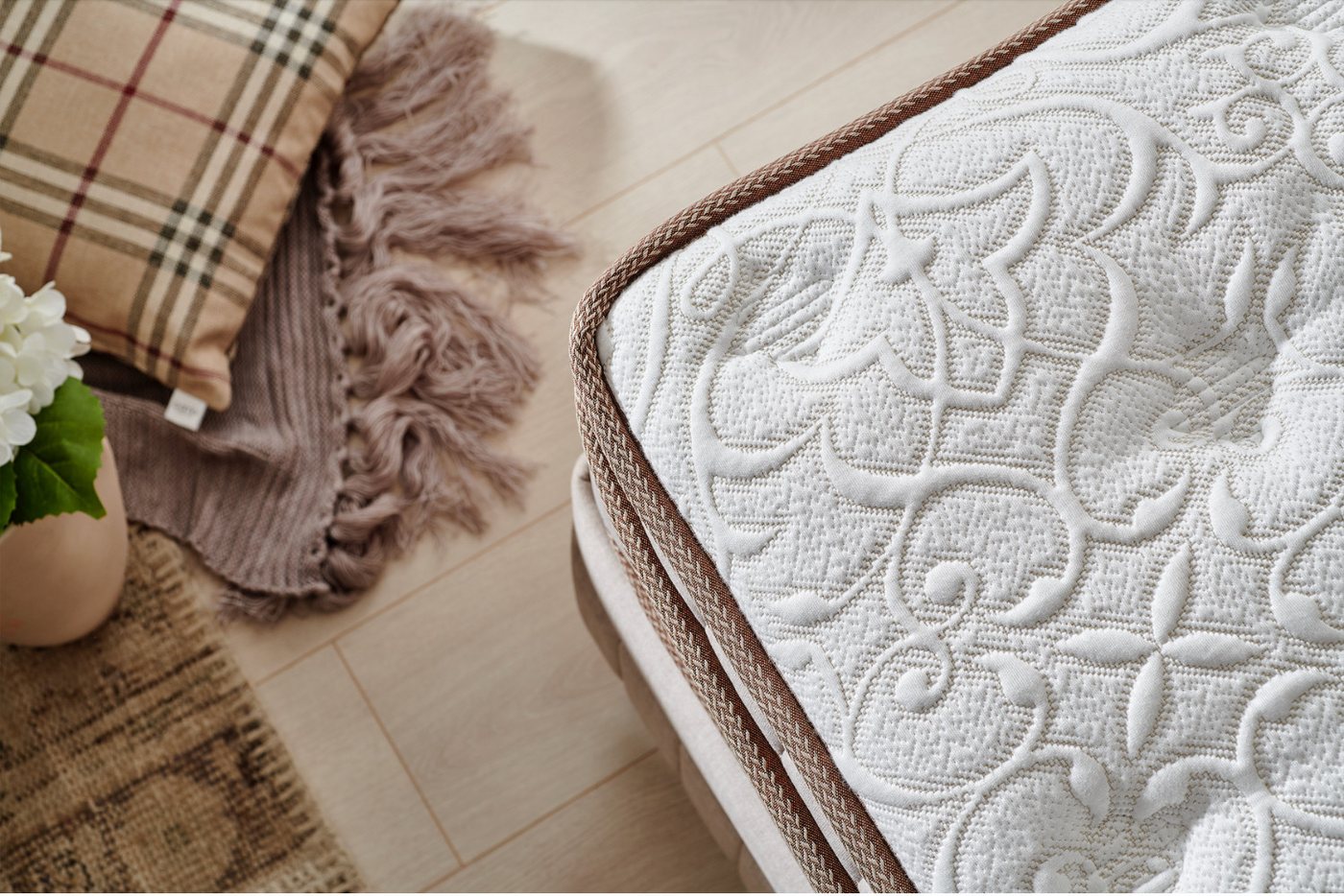 BAMBI YATAK Boxspringbett mit Bettkasten, Bambi Kapok Naturel, Bett mit Matratze opt. Nachttisch (H3 - Mittel, 1 x Matratze, 2 x Bettkasten, 1 x Bettkopfteil),  – Bild 5 von 5