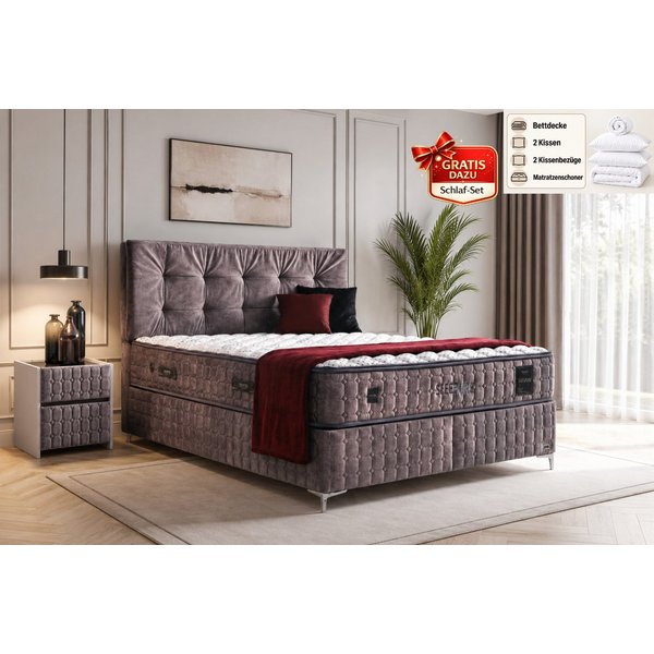 BAMBI YATAK Boxspringbett, Bambi Sleepure, Bett mit Bettkasten, Matratze & Stauraum, H3/H4 Fest (120x200 Taschenfederkern Matratze, 1 x Matratze, 2 x Bettkasten
