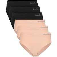 BAMBOO BASICS Bamboo basics Damen Slips, 6er Pack - BELLE seamless full briefs, Jersey, Logo, Größe S in Schwarz