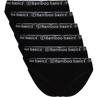 BAMBOO BASICS Bamboo basics Damen Slips YARA, 6er Pack - Logo-Bund, atmungsaktiv, Single Jersey, Größe L in Schwarz