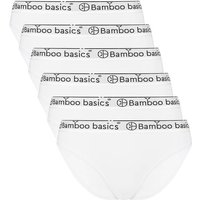 BAMBOO BASICS Bamboo basics Damen Slips YARA, 6er Pack - Logo-Bund, atmungsaktiv, Single Jersey, Größe M in Weiß